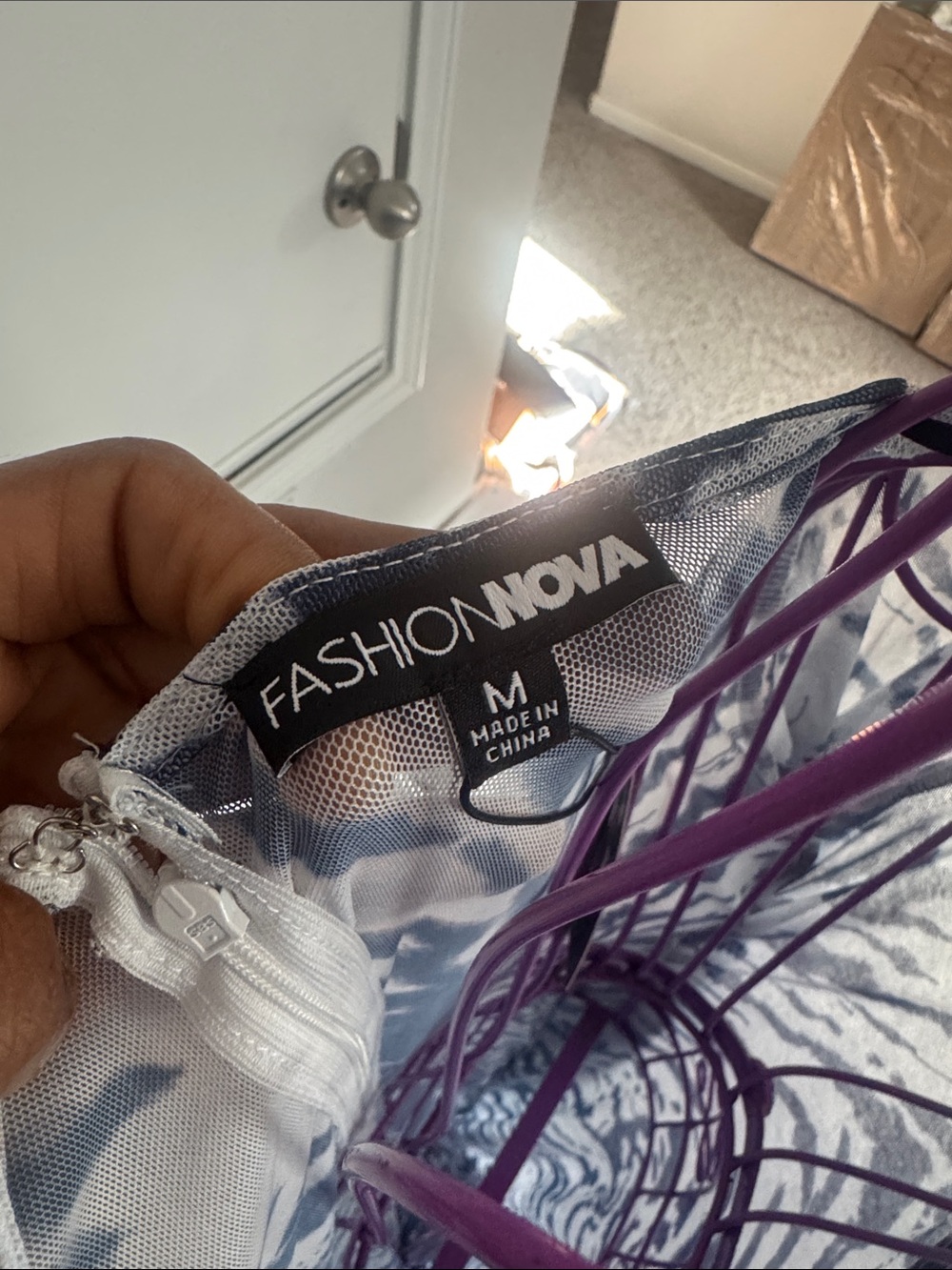 Fashion Nova Navy and White Zebra Print Maxi Dress - Picture 3 of 5